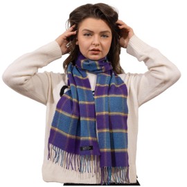 Sella Products 100% Cashmere Scarf | Made in Scotland | Cashmere Scarf Women | Mens Cashmere Scarf | Cashmere Scarf… (Blue and Purple)