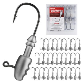 Probite Triple-Barbed Jig Head, 30PCS/Box, 4, Sharp Hook with Strong Hold, Ideal for Soft Bait Fishing, Freshwater & Saltwater (1/3 oz)