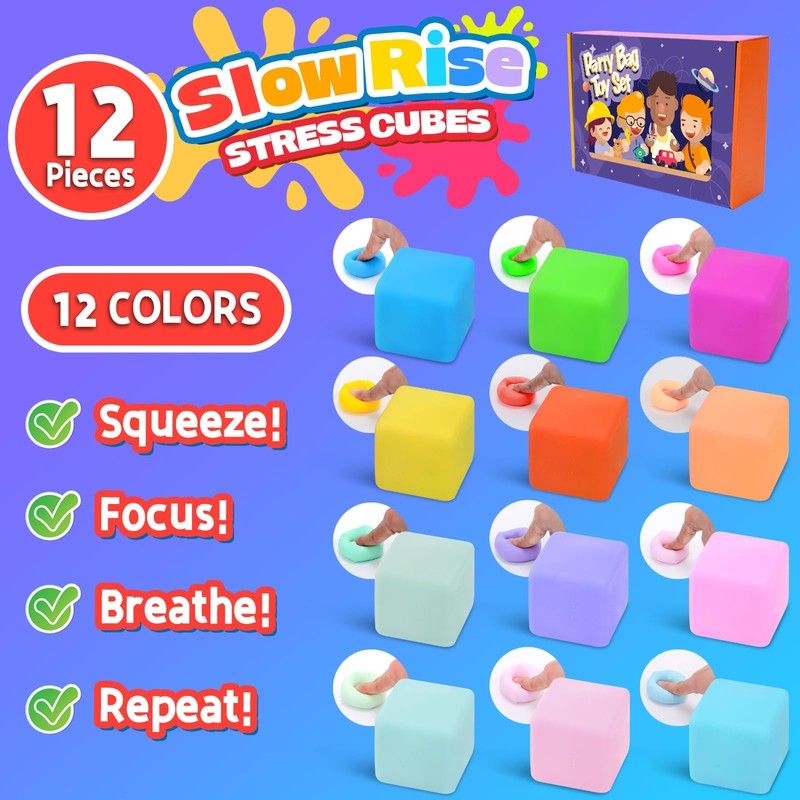 12PCS Color-Changing Stress Cube - Soft, Squeezeable Stress Relief Balls