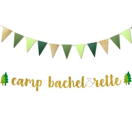 2 PCS Camp Bachelorette Decorations Sign Banner Camping Bachelorette Banner for Mountain Camp Bachelorette Bridal Shower Wedding Engagement