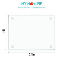Mymonfif Tempered Glass Cutting Board for Kitchen, Clear Glass Board for Countertop, with Non-Slip Feet, Heat Resistant, Extra Large Size 18x24" 1Pcs