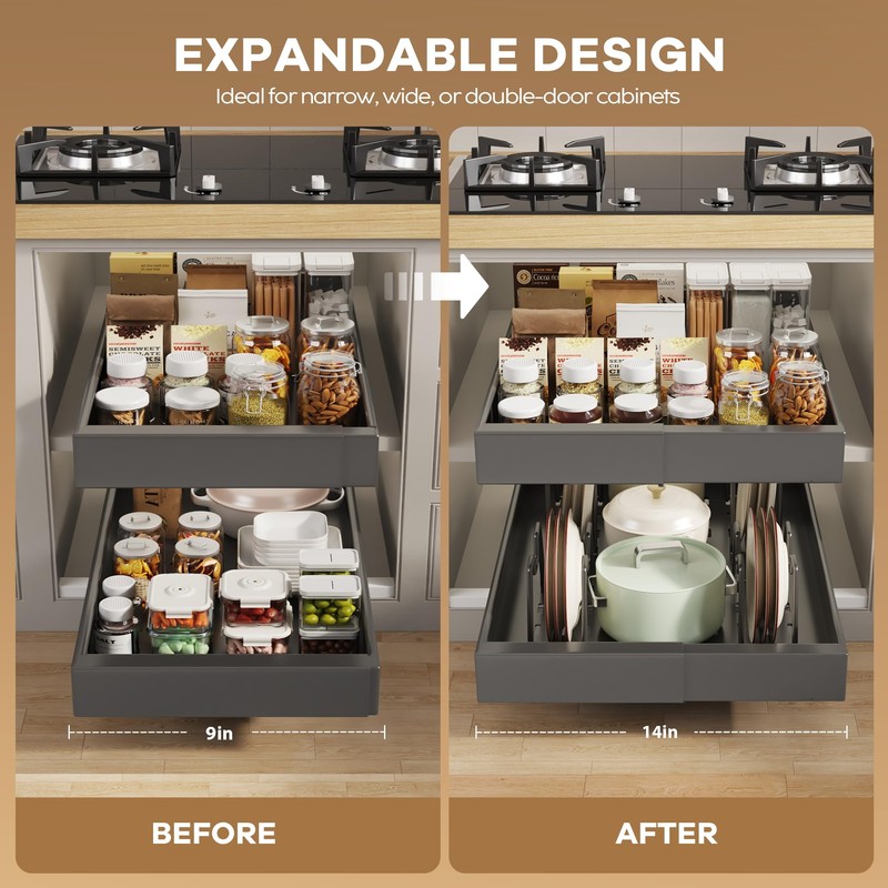 Seinloes 4 Pack Pull Out Cabinet Organizer 21" Deep with