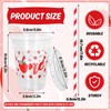 Whaline 50Pcs Strawberry Disposable Plastic Cups with Lids and Straws