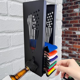 Arsyusyt 4" x 4"× 16" Can Cooler Holder with Bottle Opener, Beer Can Sleeves Storage Organizer and Dispenser for Home Family Bar, Metal (16inch)