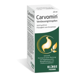 Carvomin Herbal Digestive Drops for Gastrointestinal Complaints, Bloating, Bloating and Stomach Cramps - with Natural Bitter Substances and No Celandine - 20 ml