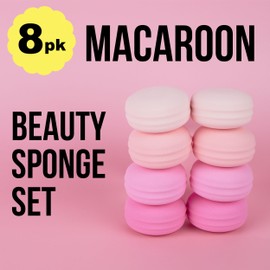 Forever 21 Macaroon Beauty Sponge Set - 8pc Makeup Applicators For Blending & Mattifying - Pink Macaron Beauty Blender Makeup Sponge Collection