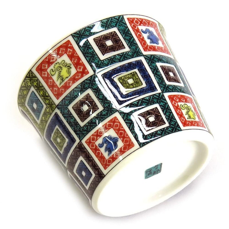 Sobachoko Stylish Kutani Ware Soba Bokokuchi, Colored Cobblestone Pattern, Ceramic,