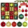Set of 44 Christmas Baubles Red Green Gold Diameter 6/4.3/3 cm Christmas Decoration Baubles with Hooks, Pendant Christmas Tree Baubles Plastic Christmas Tree Baubles for Christmas Party Christmas