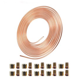 Brake Pipe Copper Coated Steel Tubing 32.8Ft. of 3/16" Automotive Replacement Brake Lines Kit with 20 Nuts Fittings (32.8Ft. of 3/16")