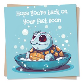 Funny Tortoise Get Well Soon Card - Humour and Heartfelt Card For Family and Friends - Fun Get Well Soon Wish for Men, Women - Made in UK