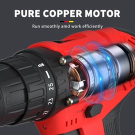 Electric Drill | Electric Drill Set for Home Improvement, Built-in LED, 25+1 Torque Settings -28V Cordless Power Drill Kit with Battery and Charger - Professional Power Tools Driver Kit