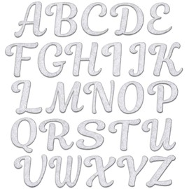 Laughing Lizards Felt Letters for Clothing (26 Pieces) Perfect Iron On Letters for Christmas Stockings, Cursive Iron Letters for Fabric, Glue On, or Sew On Letters, Includes All 26 Letters (White)