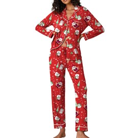 Ekouaer Womens Christmas Pajamas Set Long Sleeves Comfy Soft Cotton Sleepwear with Printed Pattern(Medium,PAT9)