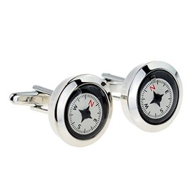 Real Working Compass Design Cufflinks Presented in a Cufflink Box