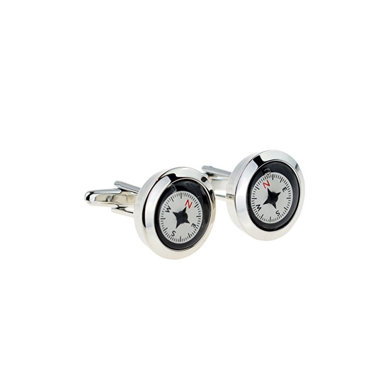 Real Working Compass Design Cufflinks Presented in a Cufflink Box