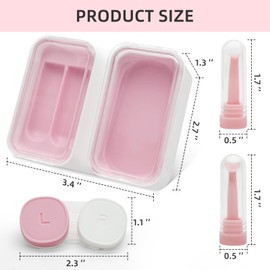 UpaClaire Contact Lens Case Travel Kit Portable Storage Case RGP OK Lens Solid Suction Stick Removal Tool - Pink