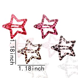 Star Snap Hair Clips for Girls Leopard Print Hair Barrettes for Women Y2k Snap Hair Accessories for Women Girls Metal Hair Clips Barrettes for Girls 8 Pcs Star Side Hair Clips Hairpins for Girls