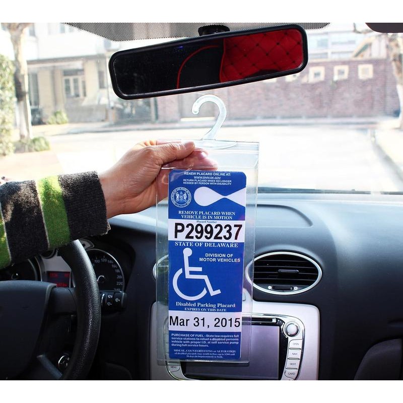 Car Handicap Placard Holder 10.6" x 5", Ultra Transparent Plastic