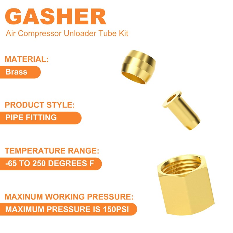 GASHER 10Pcs 24Inch Air Compressor Unloader Tube Kit, Contains 1/4"