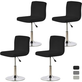 Auliuse Set of 4 Bar Stool Slipcovers with Backrest Cover, Stretch Chair Cover, Stretch Removable Covers for Short Swivel Chair, Dining Chair, Bar Stool with Backrest (No Chairs), Black