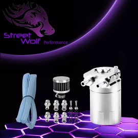 StreetWolf Performance Oil Catch Can Reservoir Baffled Tank Breather Universal Silver Fits Daewoo