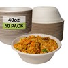 [50 Pack] 40 oz Round Disposable Compostable Paper Bowls Heavy-Duty,