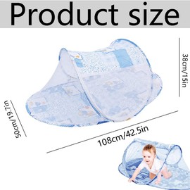 Toddler Baby Mosquito Net Tent - Foldable Baby Crib Portable Self-supporting Zip Baby Travel Bed Crib Mosquito Net with Suitable Family Outdoor Travel (Blue 110 x 65 x 60 cm)