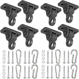 Heavy Duty Porch Swing Hangers Kit, with Screws Bolts for Wooden Sets Playground Porch Patio Yoga Seat Indoor Outdoor Hanging Snap Hooks (8 Pack Black)