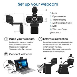 Web Camera USB Web Camera with Microphone HD Webcam Cover 1080P for PC Video Computer Camera Web CAM for Streaming for Gaming Video Calling Recording 