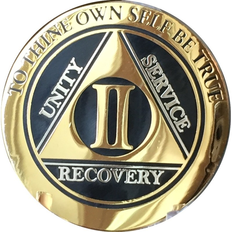 2 Year AA Medallion Elegant Black Gold Silver Plated Bi-Plate
