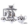 Porlien Checker Pattern 17-Piece Tea Set for 6 with Teapot,
