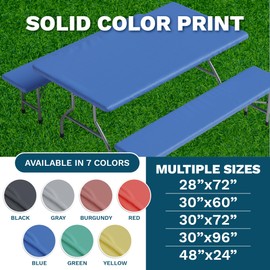 Sorfey Table Cover with Bench Covers -Fitted with Elastic, Vinyl with Flannel Back, Fits for Table 30"x 60" Rectangle,Water Proof, Solid Yellow Design