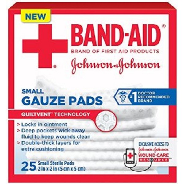 BAND-AID Small Gauze Pads 2 in X 2 in 25 Count (2 Pack)