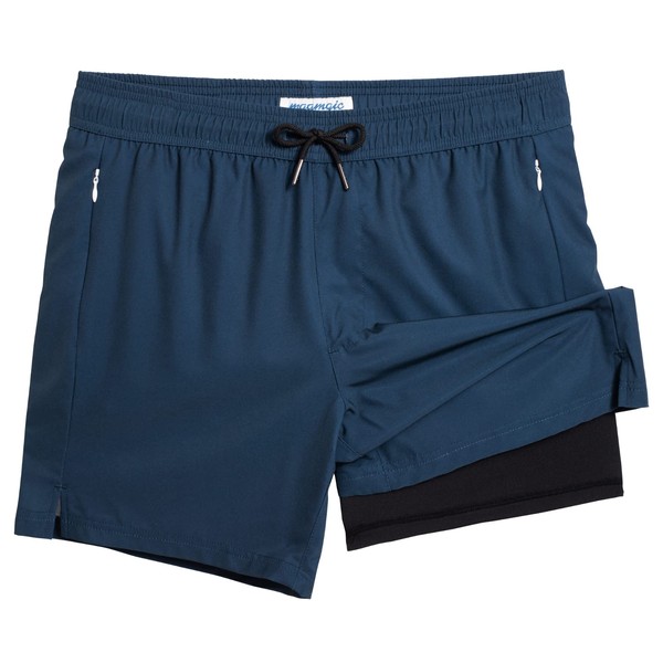 MaaMgic Mens Swim Trunks with Compression Liner 2 in 1