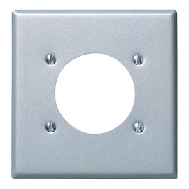 Leviton 2-Gang Power Receptacle Wallplate, Flush Mount, Standard Size, Device Mount, Steel-Aluminum Finish, S701-GY
