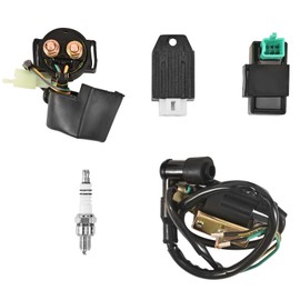 Trkimal Bobina de encendido de relé solenoide de 5 pines, regulador de caja CDI, bujía rectificadora para 50 cc 70 cc 90 cc 110 cc 125 cc ATV 3050B Pit Dirt Bike Go Kart compatible con piezas de enfriador Kazuma Falcon Taotao