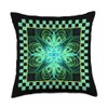 Green Light Star Checkerboard Spirograph Kaleidoscope Mirror Throw Pillow