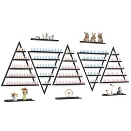 EBANKU 10PCS Nail Polish Racks 5 Tiers Nail Polish Shelf for Wall Triangular Display Rack Cosmetic Display Cases Lipstick Perfume Wall Shelf Essential Oil Organizers for Home Spa Nail Salon(Black)
