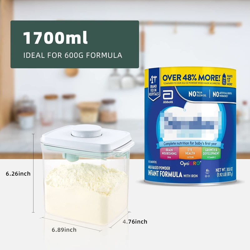 Tourdeus Formula Container - 1700ml Pop Top Milk Powder Container,