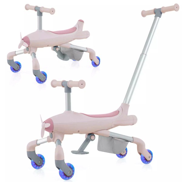 Costway Kids 2-in-1 Ride-on Push Car w/ LED Lighted Wheels