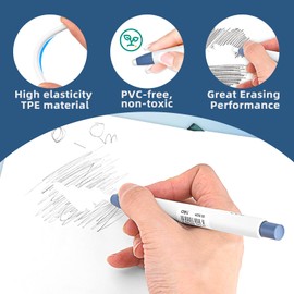 5 PCS Pen-Style Erasers, Retractable Rubber Erasers Push-Button Pencil Eraser with 5 Refill Eraser for Students Kids, School Office Home Supplies