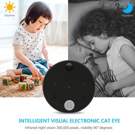 Cawhum,Video Doorbell for Apartment Door,Smart Peephole Camera with 2.8" LCD Display, Night Vision,Motion Detection,Photography or Video Recording,Digital Peephole Veiwer for Front Door,Home Security