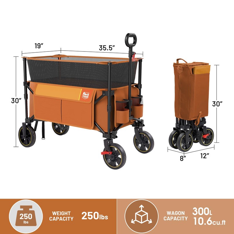 TIMBER RIDGE 300L Extra Large Collapsible Folding Wagon Carts with