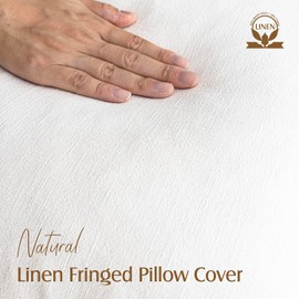 Foindtower Decorative Linen Fringe Throw Pillow Covers Cozy Boho Farmhouse Cushion Cover with Tassel Soft Accent Pillowcase for Chair Sofa Bed Living Room Home Decor, 20×20 Inch, 1PC, Cream White