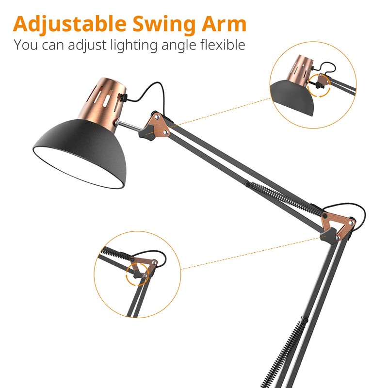 LEPOWER Metal Floor Lamp, Adjustable Swing Arm Floor Lamps with