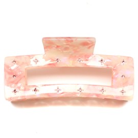 QinGoo Large Pink Cellulose Acetate Crystal Hair Clip Beautiful Hair Clip Women's Hair Accessories Headdress Elegant Hair Accessory 1 Piece (10 cm x 4.5 cm, Pink)