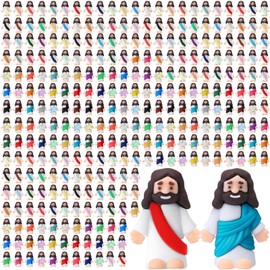 Bememo 300 Pcs Little Jesus Figures Bulk Original Design Mini Pocket Jesus Toys Rubber Jesus Figurine to Hide and Seek Religious Party Favors Sunday School Craft Baptism Gifts(Comprehensive Colors)