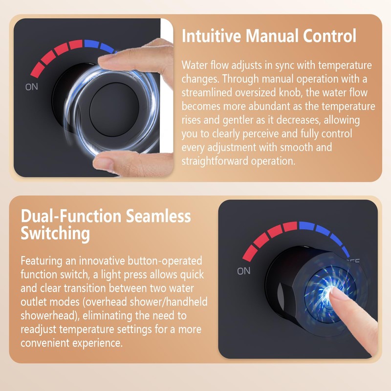NPYSVSSS 2 Way Push Button Thermostatic Shower Diverter Mixing Valve,