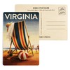 Virginia, Beach Chair and Ball (4x6 Birch Wood Postcards, 2-Pack