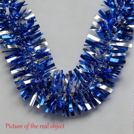 33Ft Christmas Tinsel Tree Garland Blue&Silver Shiny Thick Metallic Twist Long Garlands Ceiling Hanging Birthday Streamers Xmas Tree Decorations for New Year Party Indoor Outdoor Decor Supplies